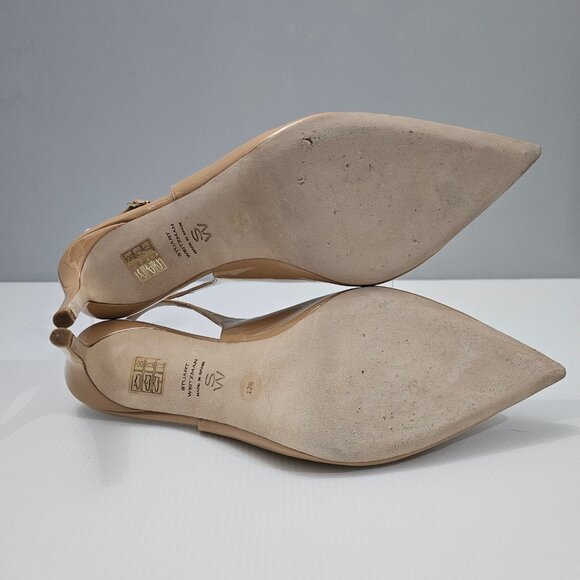 Stuart Weitzman Stuart Power 75 Heel Slingback Pointed Toe Tan Leather Size 12 - Picture 11 of 14